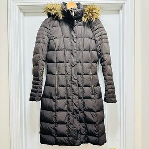 Calvin Klein Full Length Puffer Down Coat Dark Chocolate Size XS